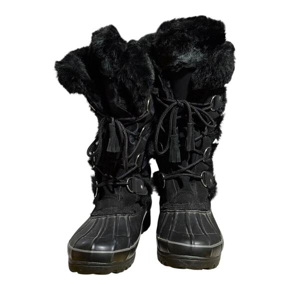 Khombu Winter Snow Boots Women's Size 8 Black Faux Fur Waterproof Cold Weather - Picture 2 of 7